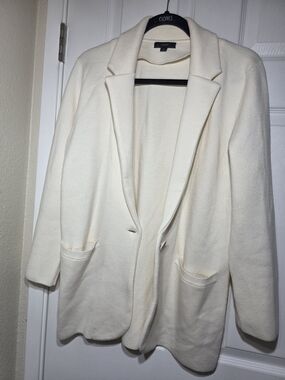 J.Crew Women's Ivory Sweater Blazer Size S Merino Wool Knit Open Front Jacket